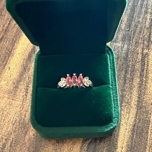 Elegant Pink Gemstone Silver Ring